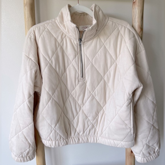Pink Rose Jackets & Blazers - Coze by Pink Rose Cream Quilted Cropped Cozy Fall Jacket Junior L/Women’s XS/S